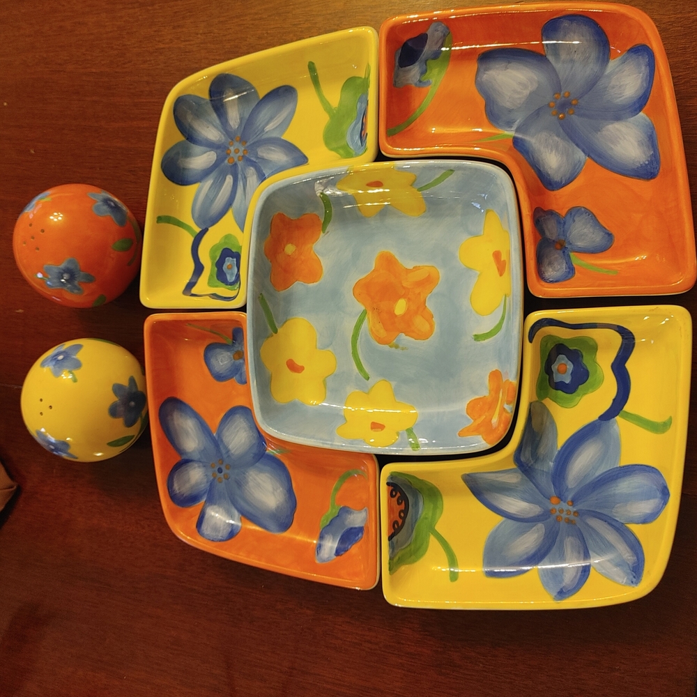 Colorful Floral Ceramic Serving Set